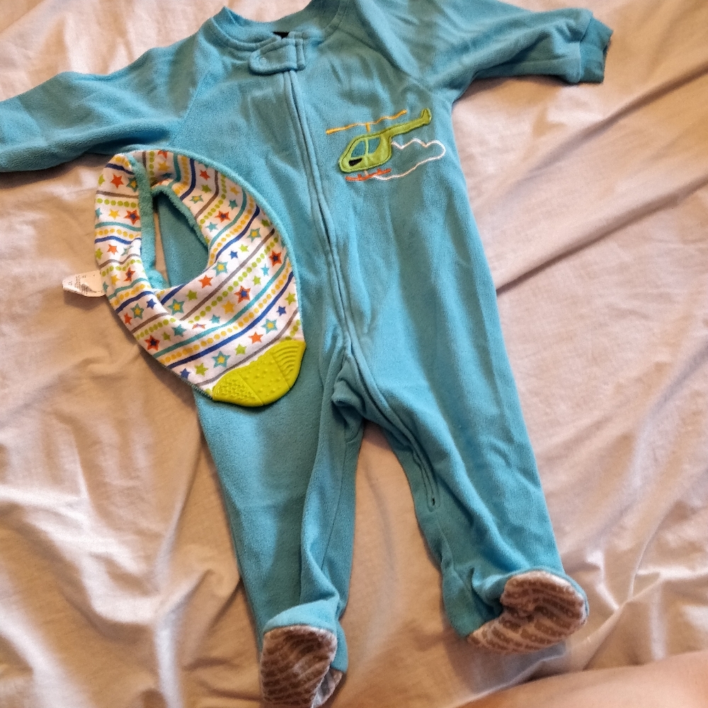 6-9 Months fleece zip up footed One piece
